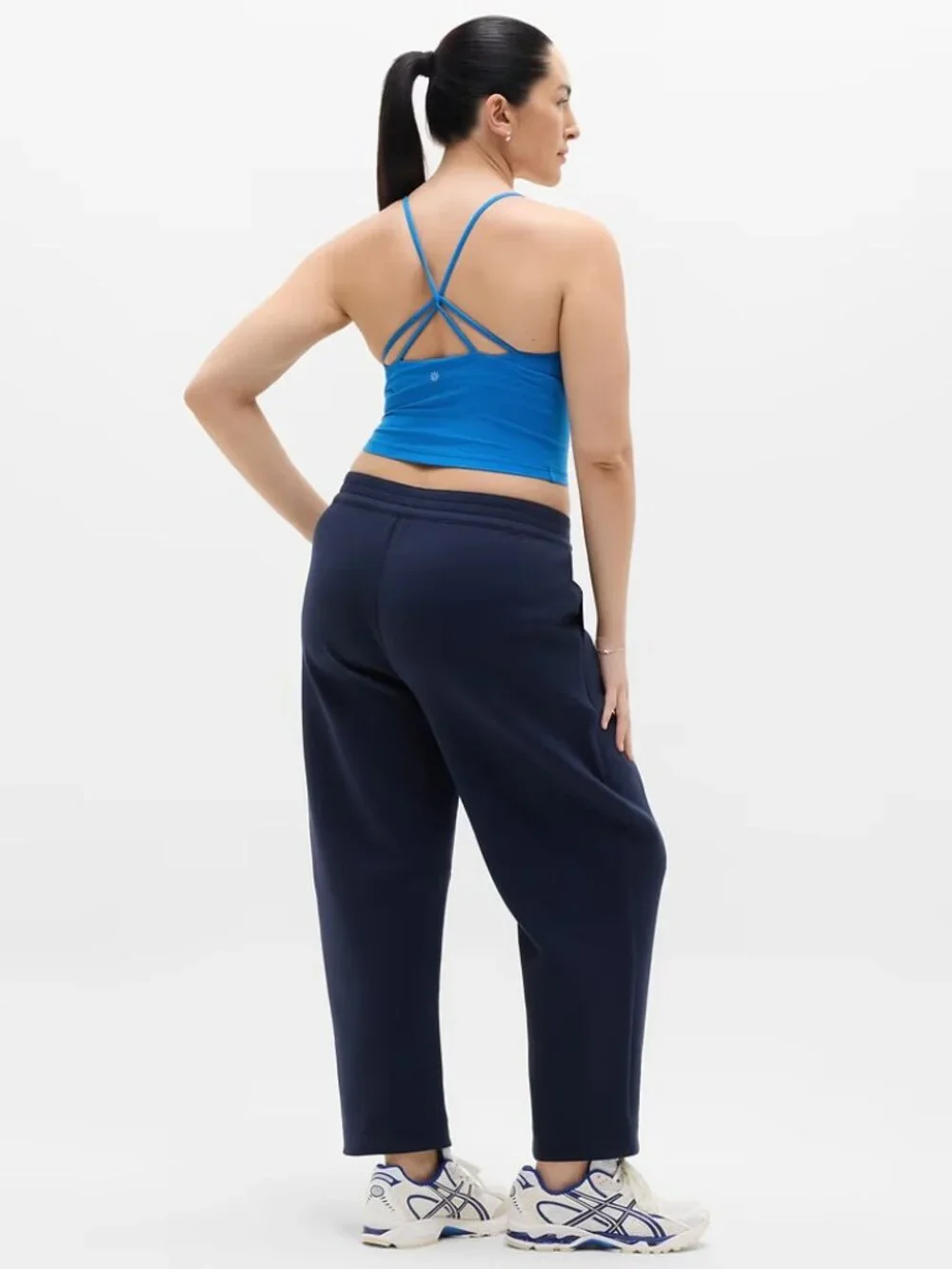 New Athleta MT Form Knit Mid Rise Barrel Pant Eclipse Blue Medium Tall
